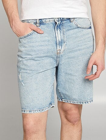 Bermuda en jean avec abrasions fantaisie