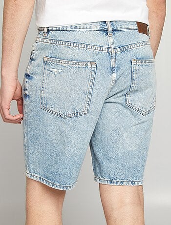 Bermuda en jean avec abrasions fantaisie