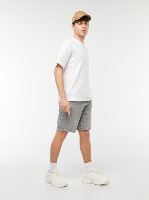 Bermuda en jean avec abrasions fantaisie - Kiabi