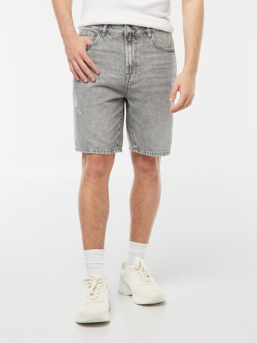 Bermuda en jean avec abrasions fantaisie - Kiabi