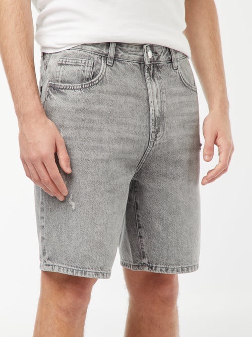 Bermuda en jean avec abrasions fantaisie - Kiabi
