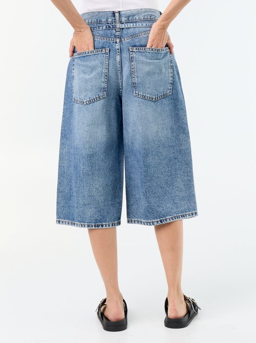 Bermuda en jean avec lien ceinture - Kiabi