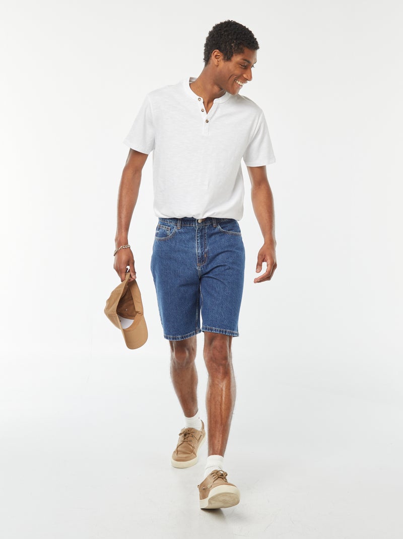 Bermuda en jean coupe droite Stone - Kiabi