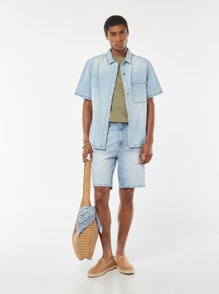 Bermuda en jean coupe droite
