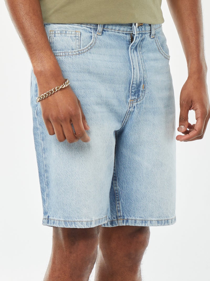 Bermuda en jean coupe droite Triple stone - Kiabi