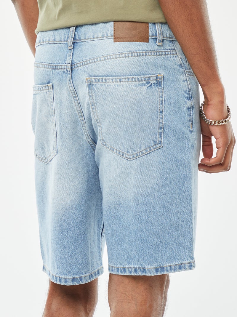 Bermuda en jean coupe droite Triple stone - Kiabi