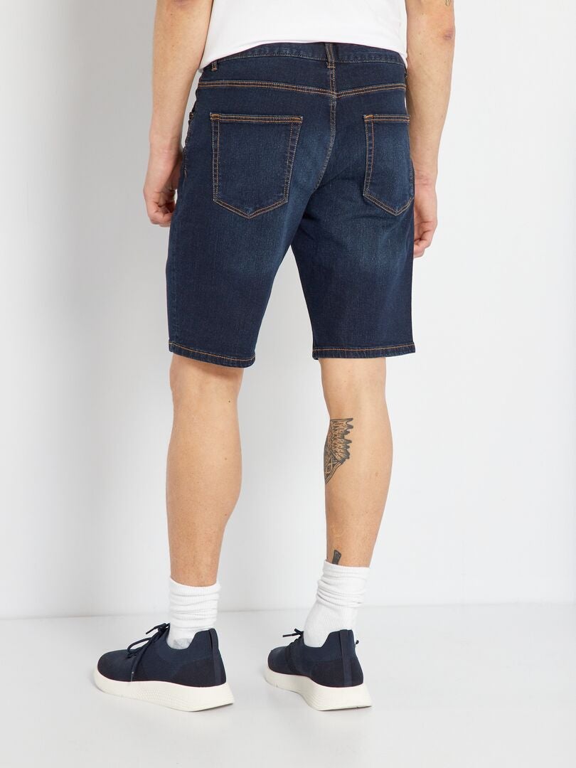 Bermuda en jean stretch bleu indigo - Kiabi