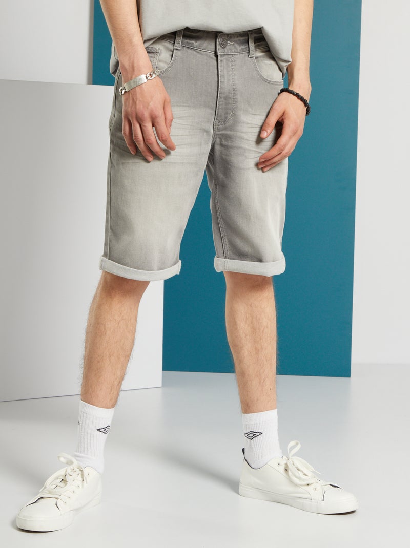 Bermuda en jean stretch Gris - Kiabi