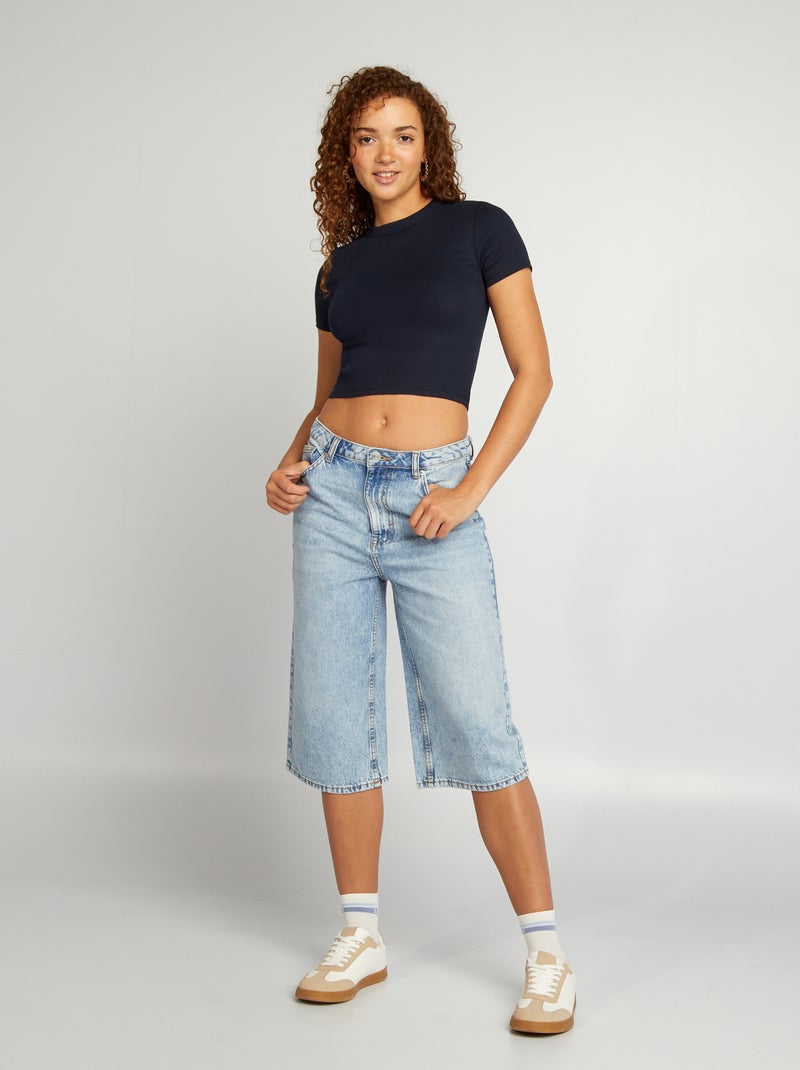 Bermuda en jean style skater Bleu - Kiabi