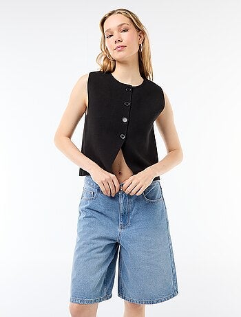 Bermuda en jean taille haute