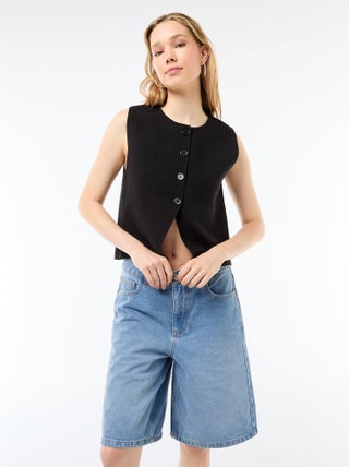 Bermuda en jean taille haute