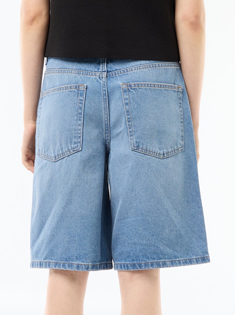 Bermuda en jean taille haute Bleu - Kiabi