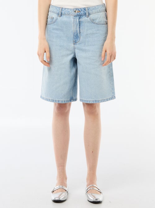 Bermuda en jean taille haute - Kiabi