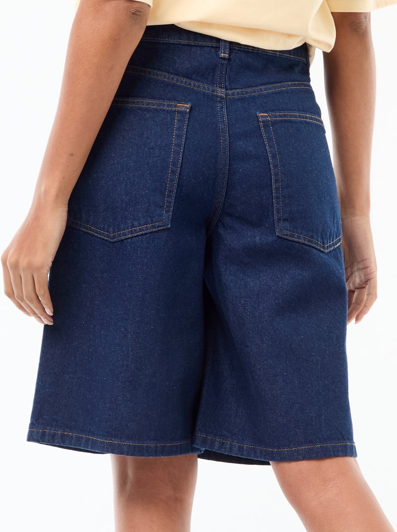 Bermuda en jean taille haute Bleu - Kiabi