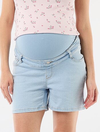 Bermuda en jean taille haute de maternité