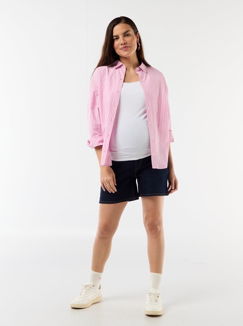 Bermuda en jean taille haute de maternité Bleu - Kiabi