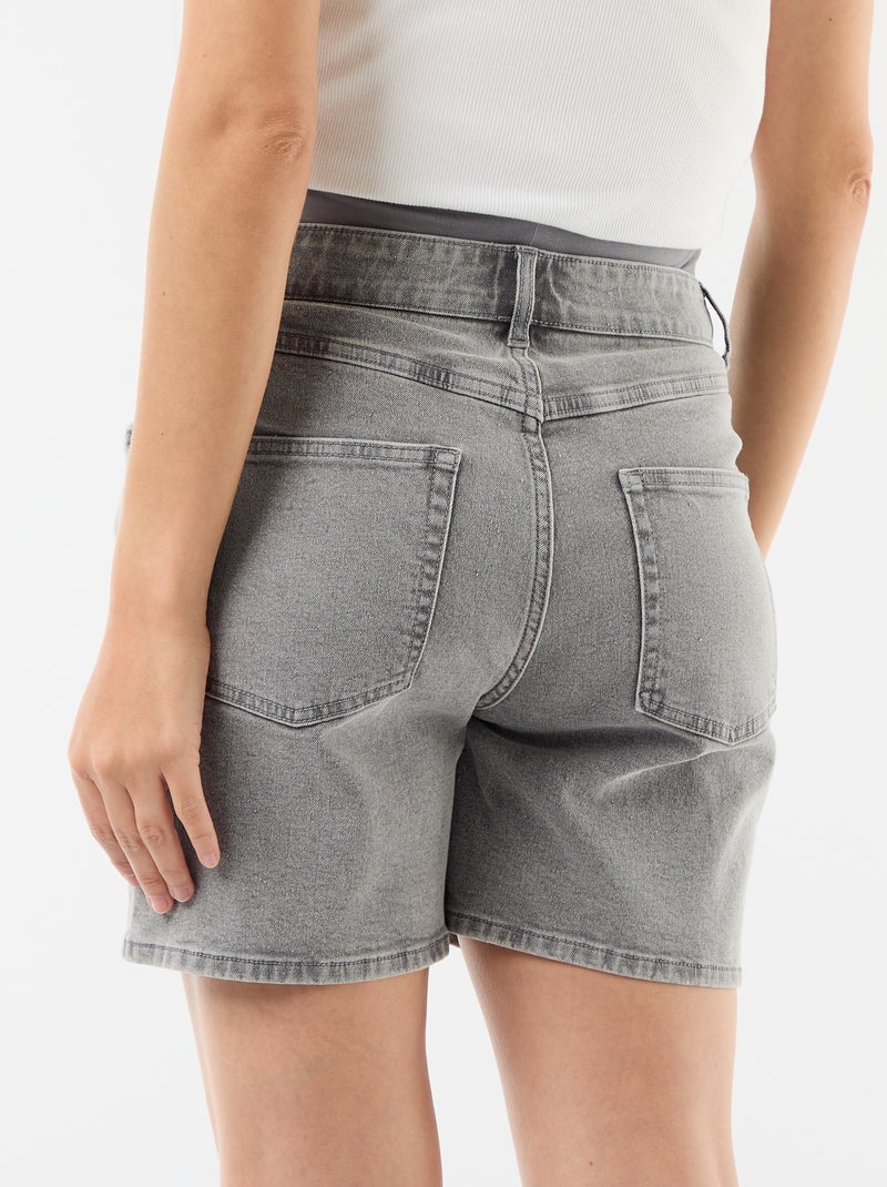 Bermuda en jean taille haute de maternité Gris - Kiabi
