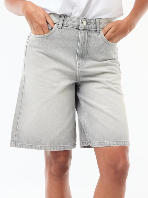 Bermuda en jean taille haute - Kiabi
