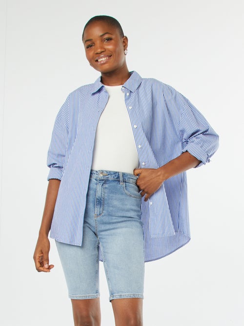 Bermuda en jean taille haute - Kiabi