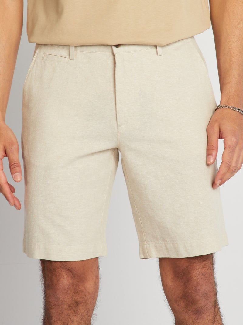 Bermuda en lin mélangé Beige - Kiabi