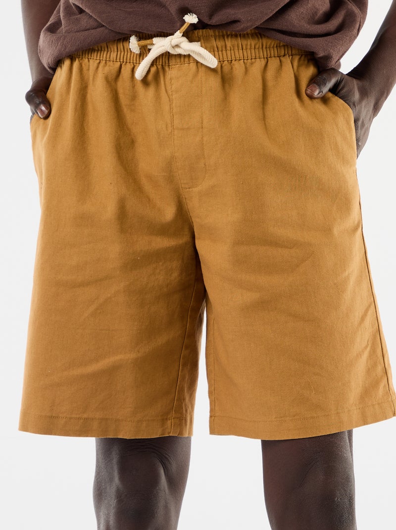 Bermuda en lin mélangé Beige - Kiabi