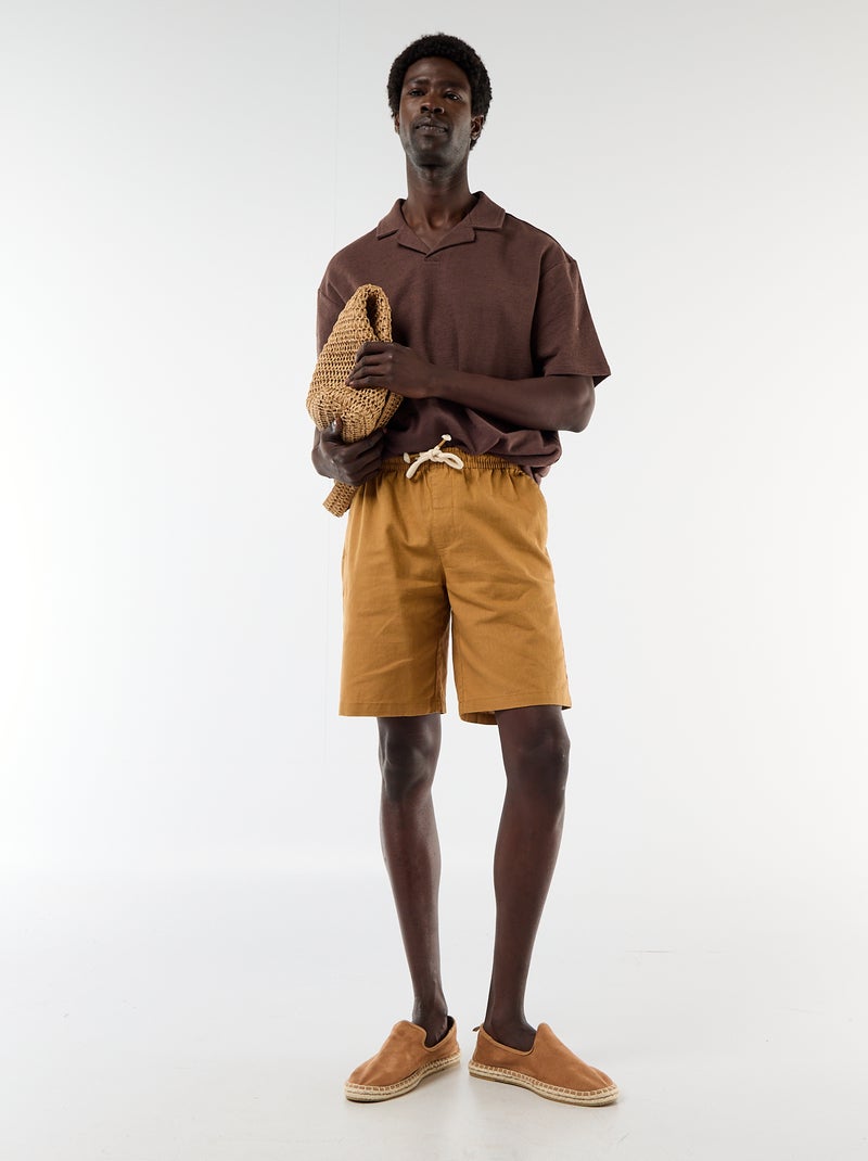 Bermuda en lin mélangé Beige - Kiabi