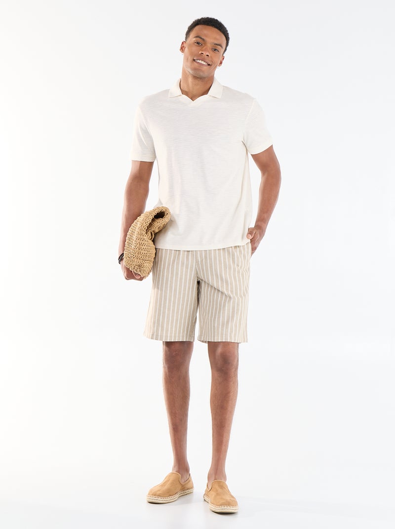 Bermuda en lin mélangé Beige - Kiabi