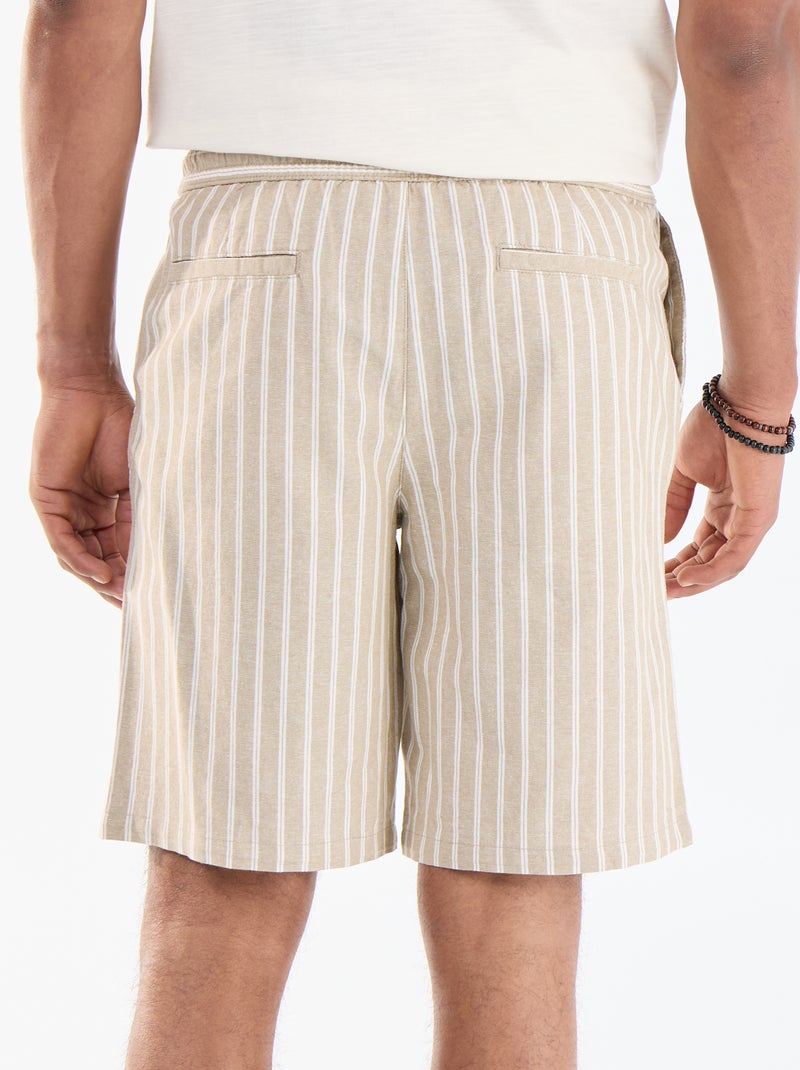Bermuda en lin mélangé Beige - Kiabi