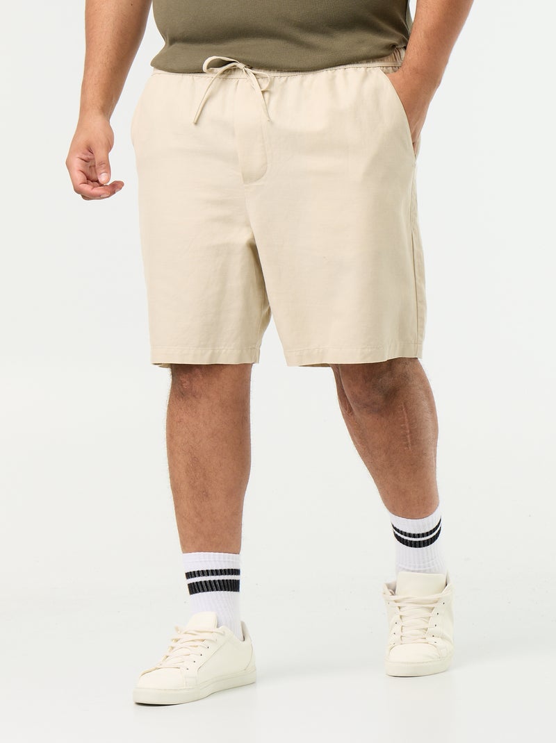 Bermuda en lin mélangé Beige - Kiabi