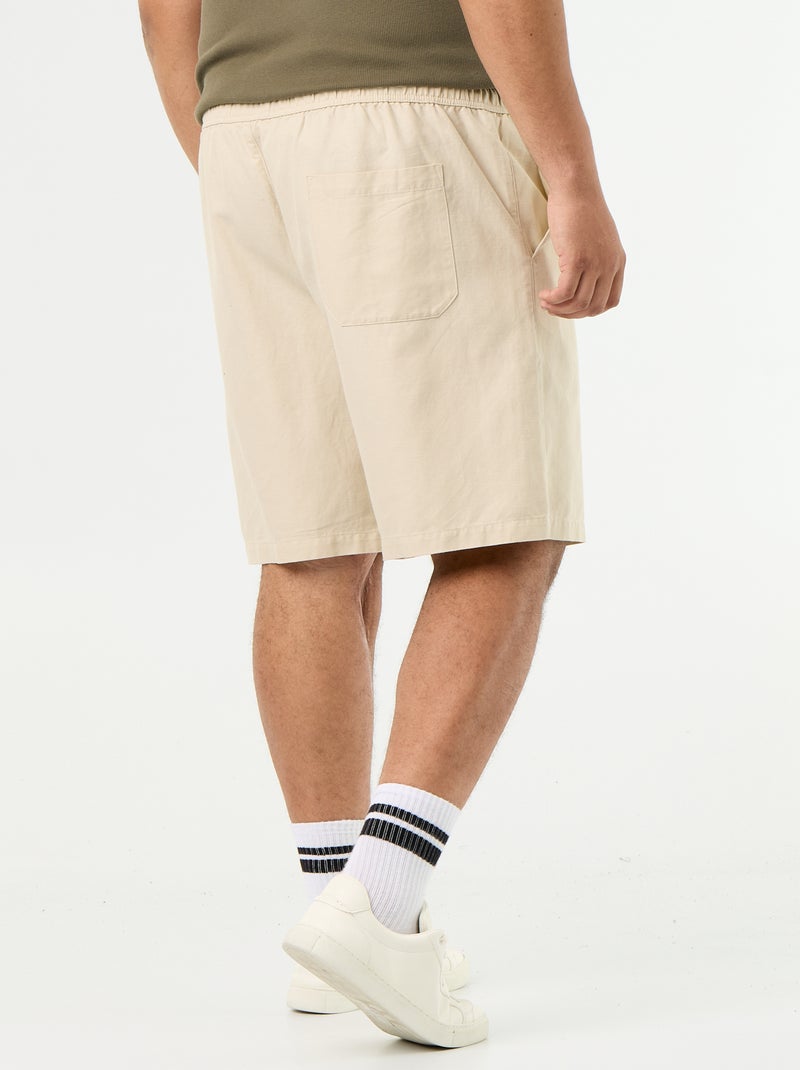 Bermuda en lin mélangé Beige - Kiabi