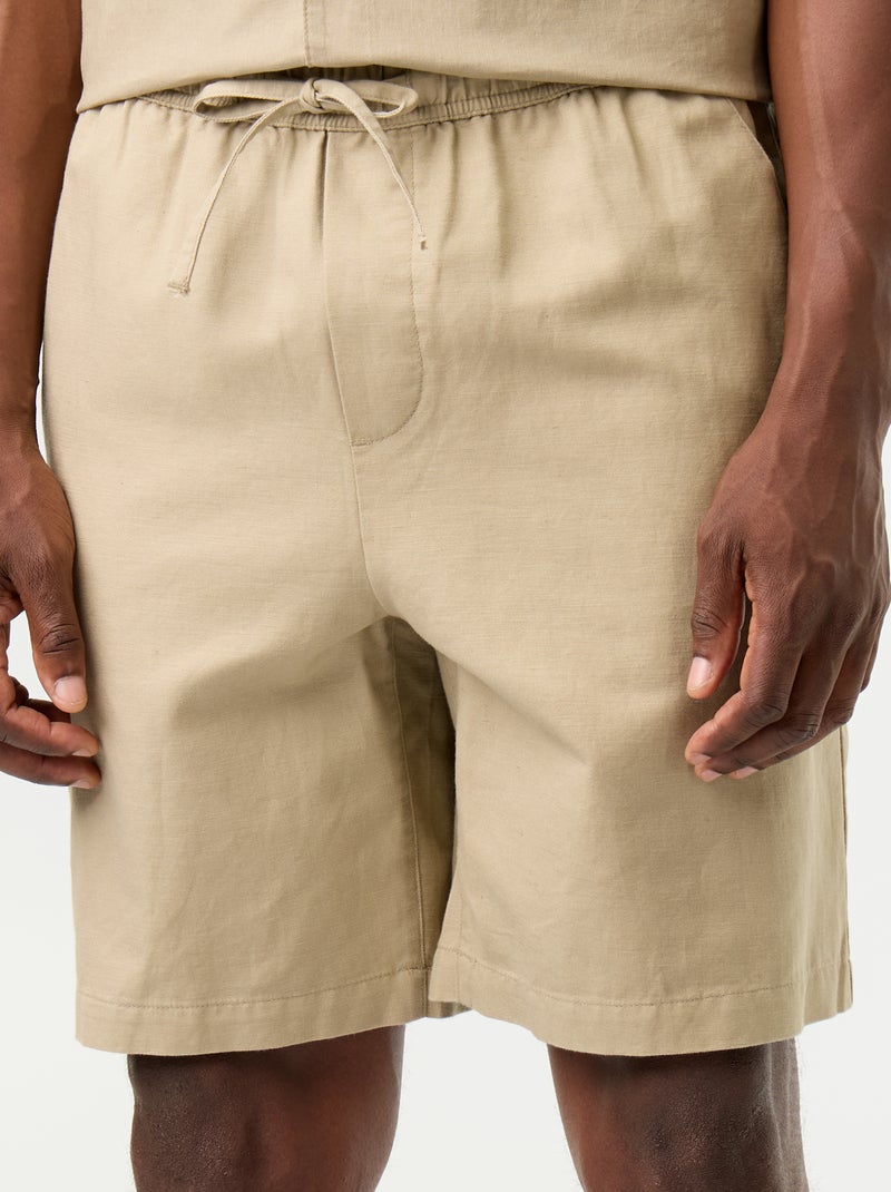 Bermuda en lin mélangé uni Beige - Kiabi