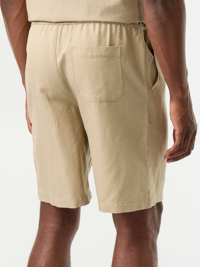 Bermuda en lin mélangé uni Beige - Kiabi
