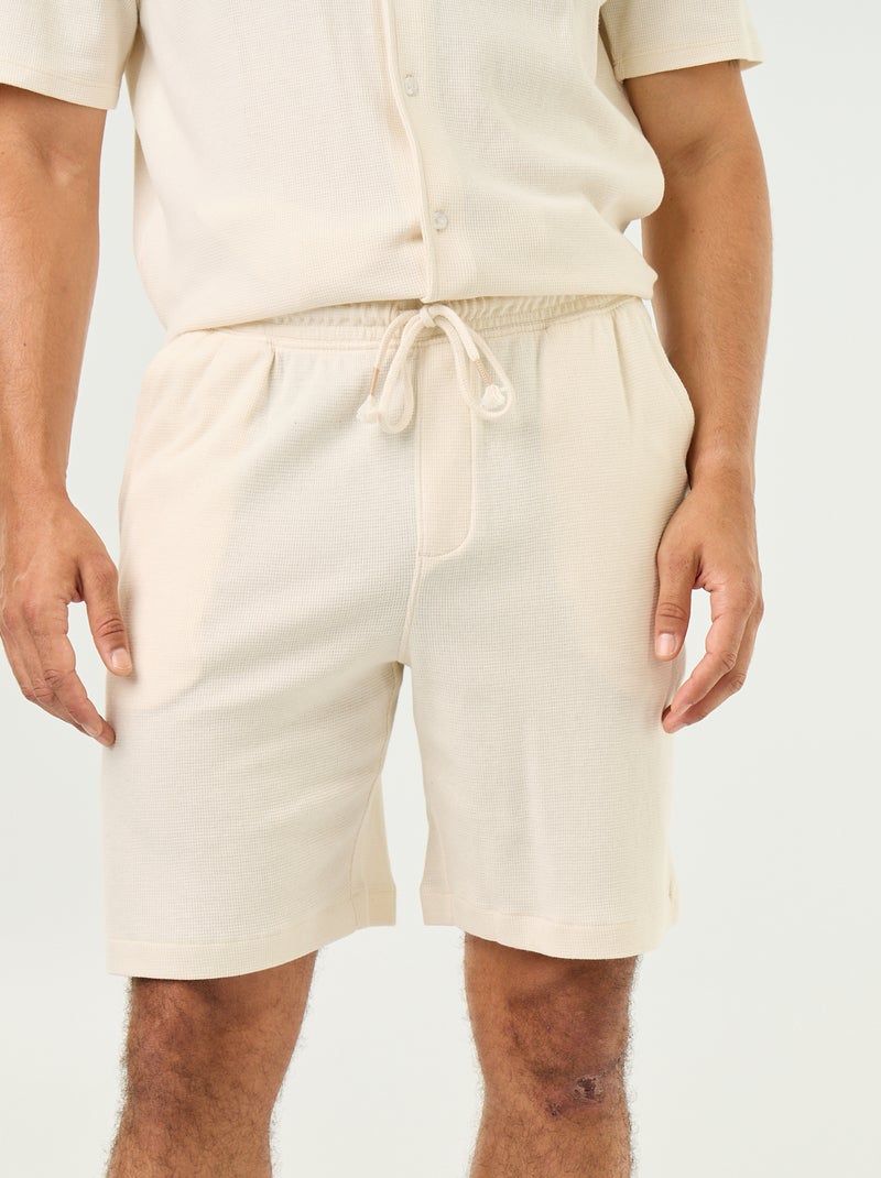 Bermuda en maille gaufrée Blanc - Kiabi