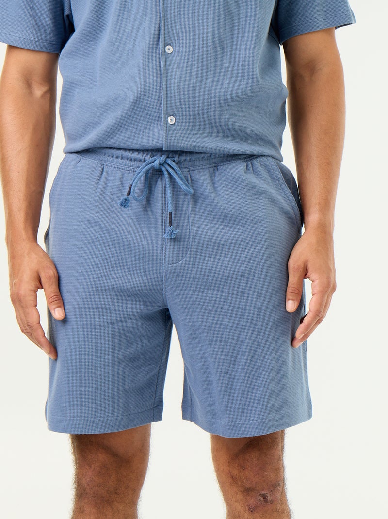 Bermuda en maille gaufrée Bleu - Kiabi
