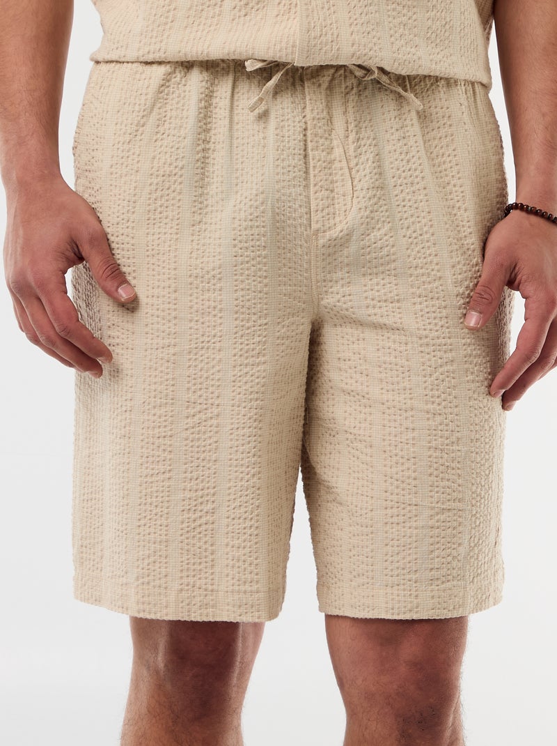 Bermuda en matière type crépon Beige - Kiabi