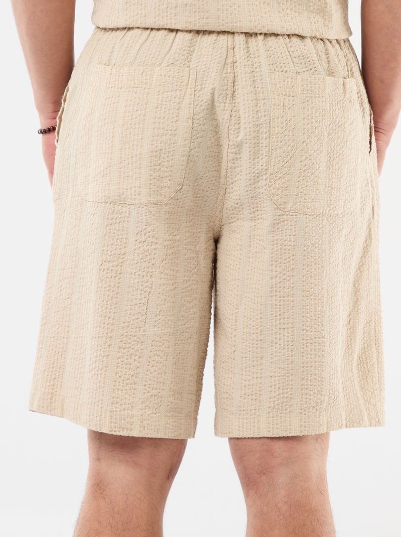 Bermuda en matière type crépon Beige - Kiabi