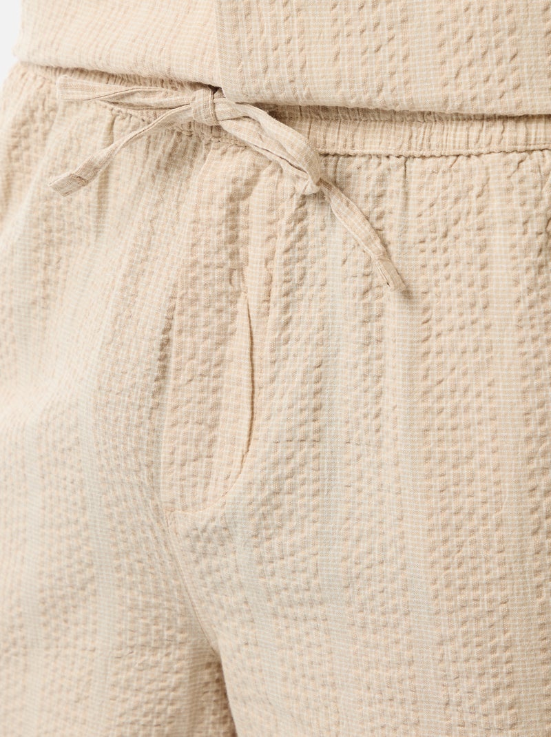 Bermuda en matière type crépon Beige - Kiabi