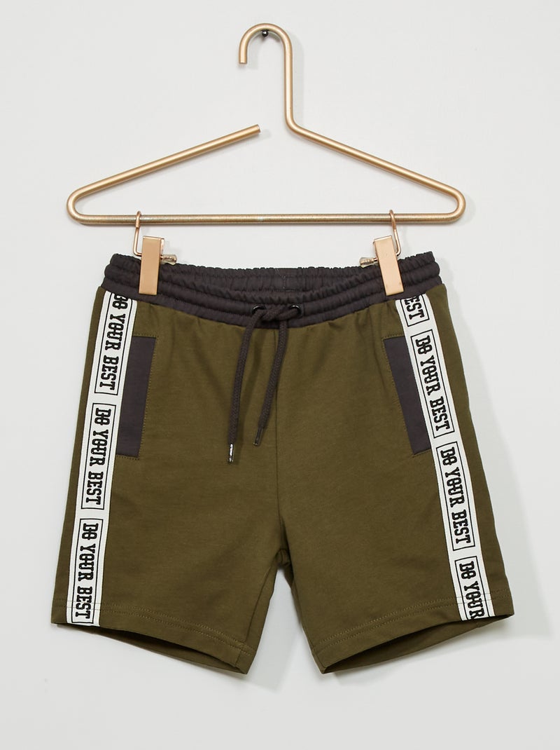 Bermuda en molleton type sport Kaki - Kiabi