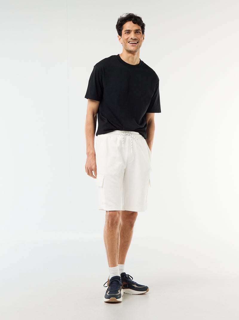 Bermuda en piqué de coton multipoches Blanc - Kiabi