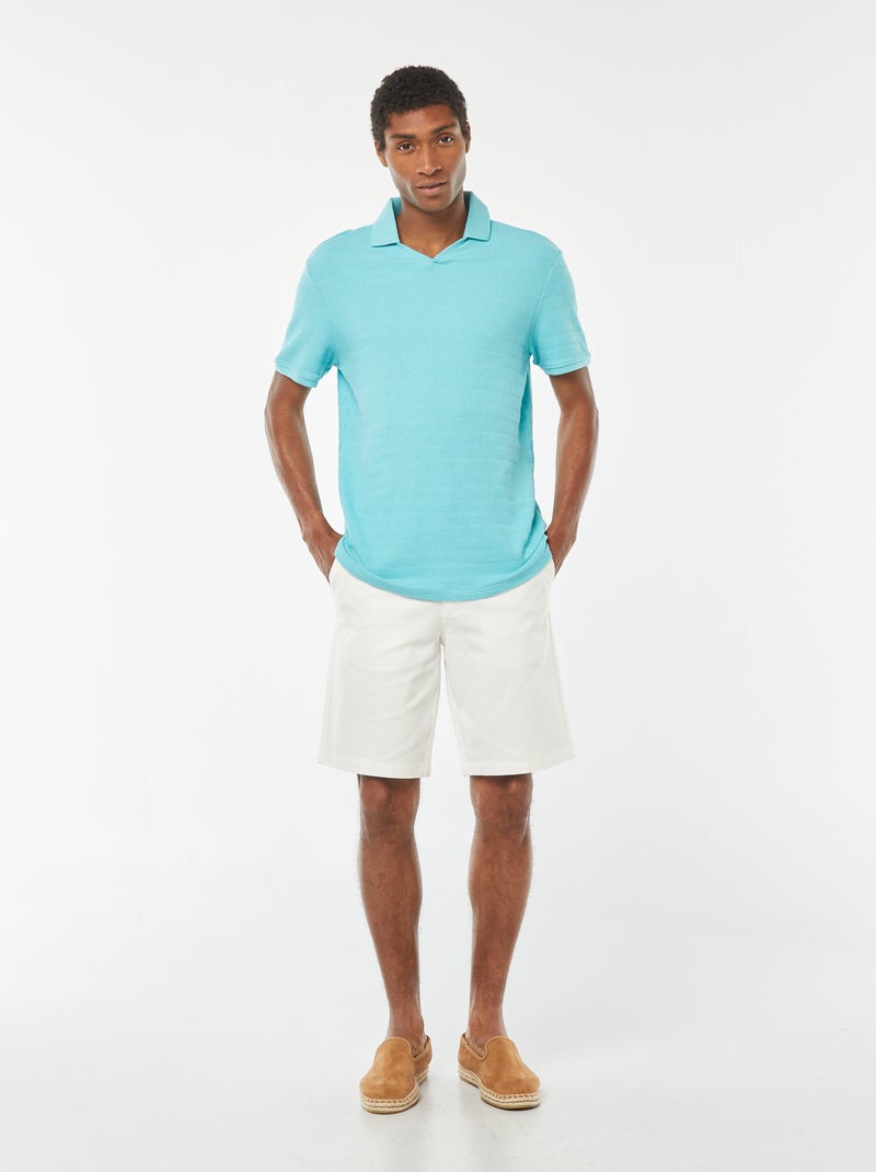 Bermuda en piqué de coton uni Blanc cassé - Kiabi