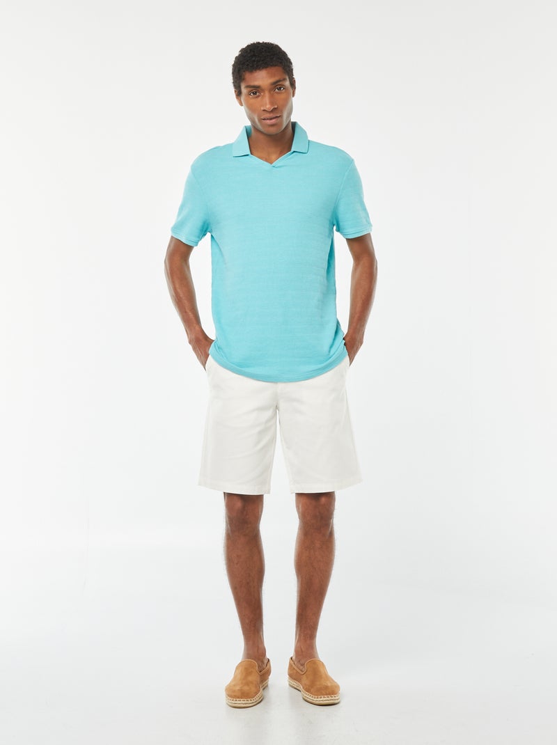 Bermuda en piqué de coton uni BLANC - Kiabi