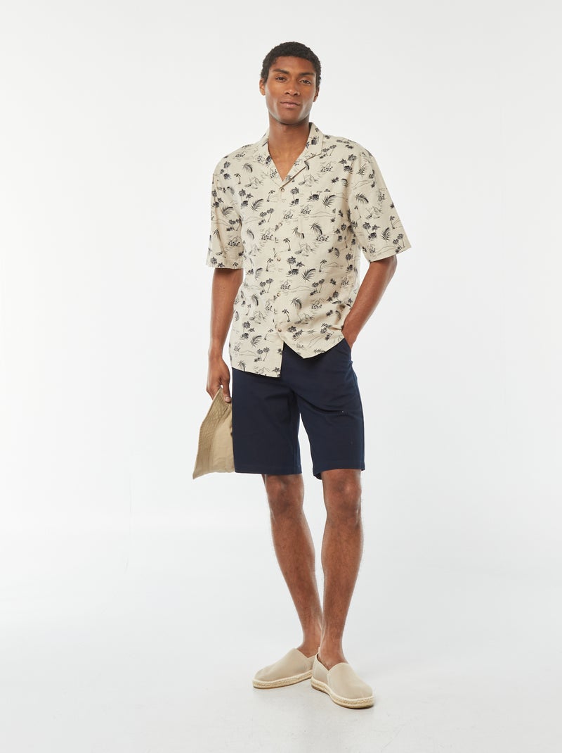Bermuda en piqué de coton uni BLEU - Kiabi