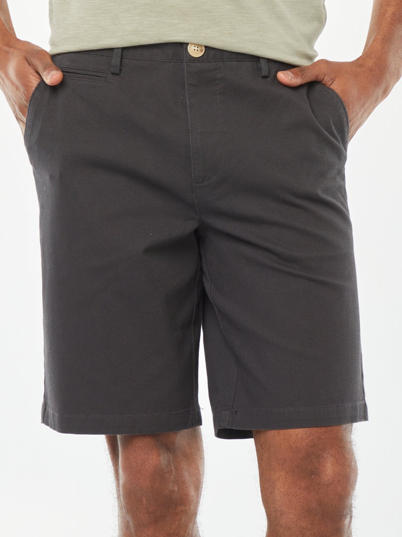 Bermuda en piqué de coton uni Gris anthracite - Kiabi