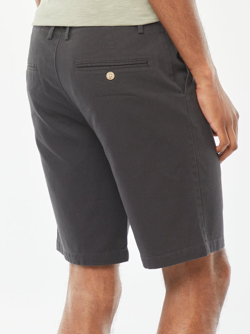 Bermuda en piqué de coton uni Gris anthracite - Kiabi