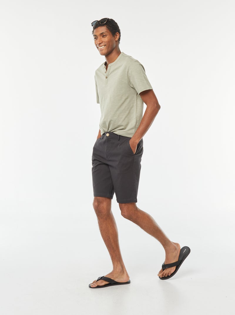 Bermuda en piqué de coton uni Gris anthracite - Kiabi