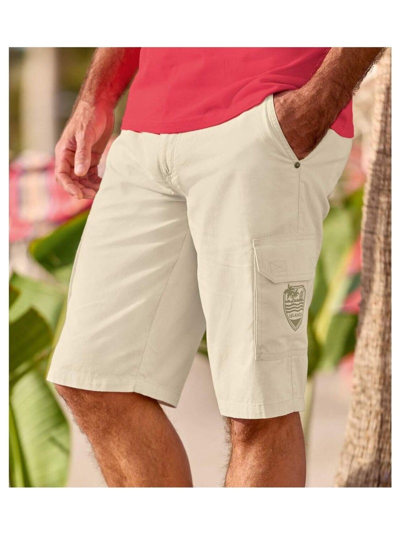 Bermuda en Toile 2 poches Cargo   - ATLAS FOR MEN Beige - Kiabi
