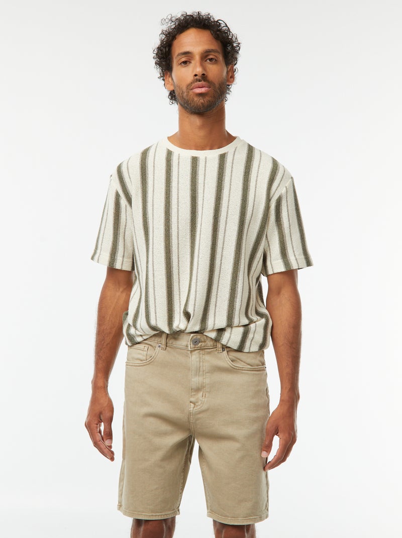 Bermuda en twill à 5 poches Beige - Kiabi