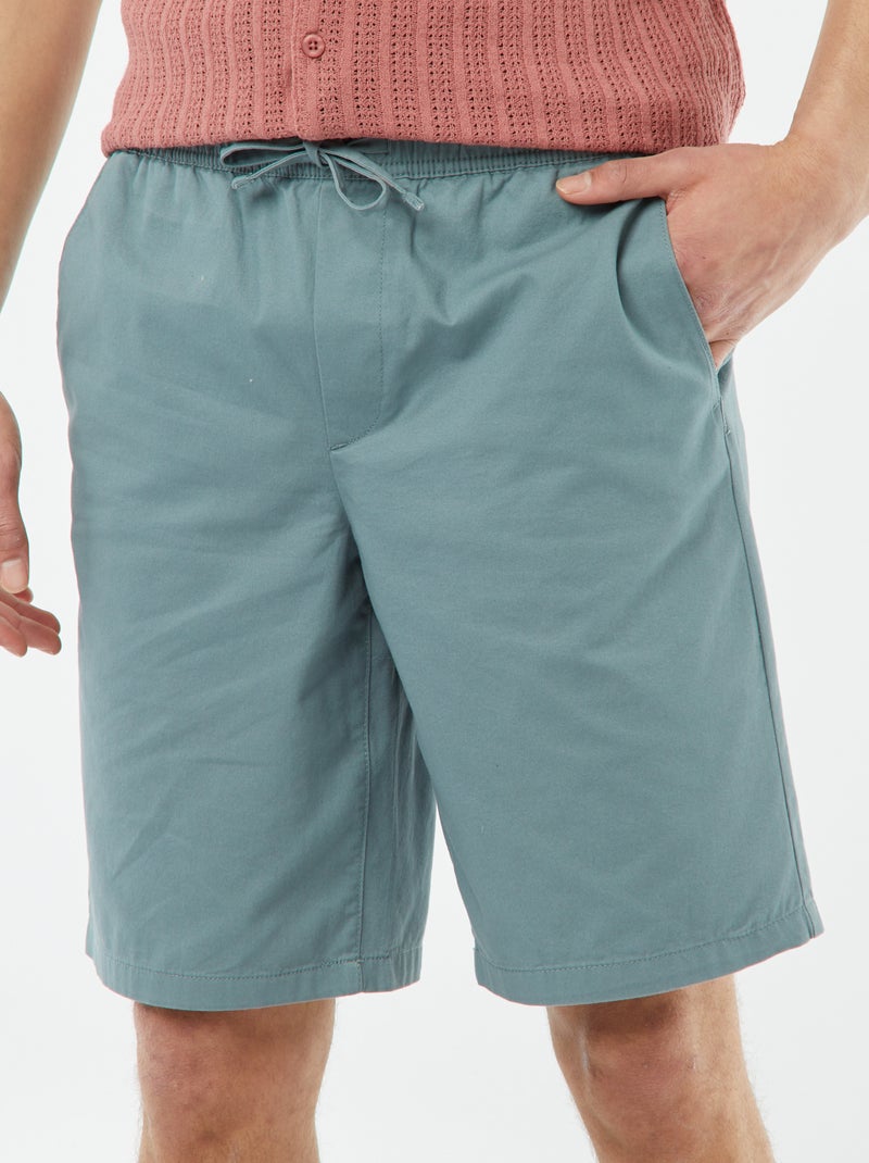 Bermuda en twill uni Bleu - Kiabi