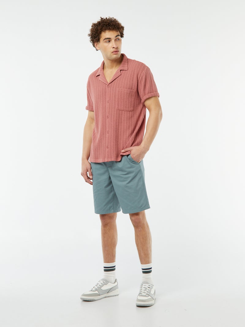 Bermuda en twill uni Bleu - Kiabi
