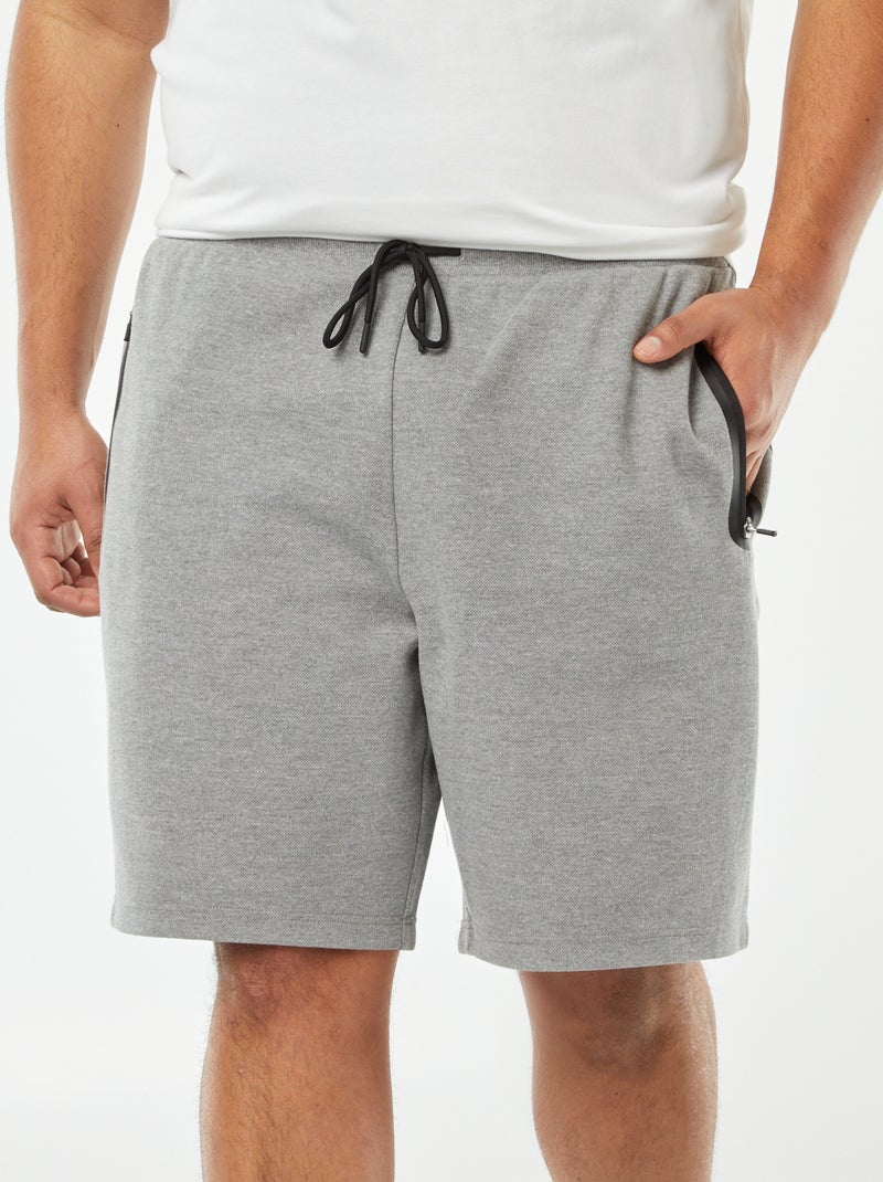 Bermuda esprit sport en maille piquée Gris - Kiabi
